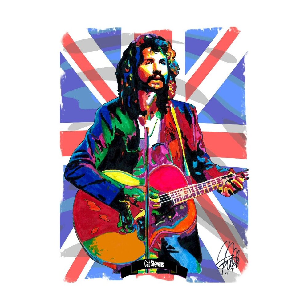 Cat Stevens Singer Guitar Folk Rock Music Poster Print Wall Art 11x17